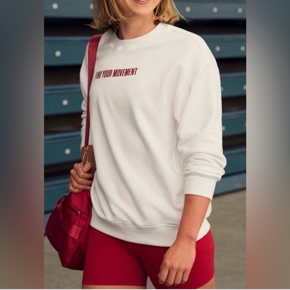 Athleta “Find Your Movement” White Sweatshirt with Red Embroidery XXS - Picture 4 of 4